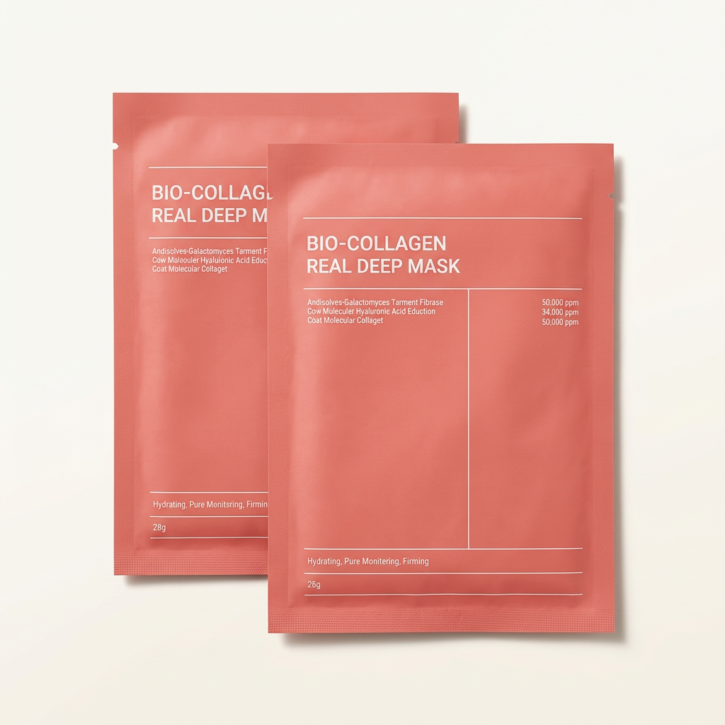 Bio Collagen Real Deep Mask pack of two coral pink sachets